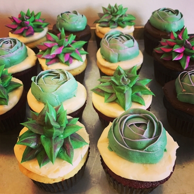 A photo of customized cupcakes from a special order.